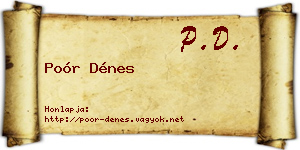 Poór Dénes névjegykártya